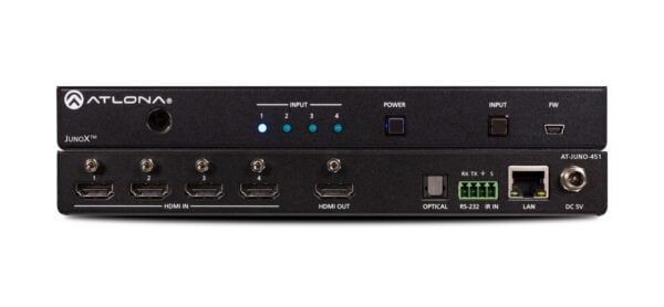 Atlona 4K Hdr Four-Input Hdmi Switcher With Auto-Switching And Return Optical Audio (At-Juno-451)